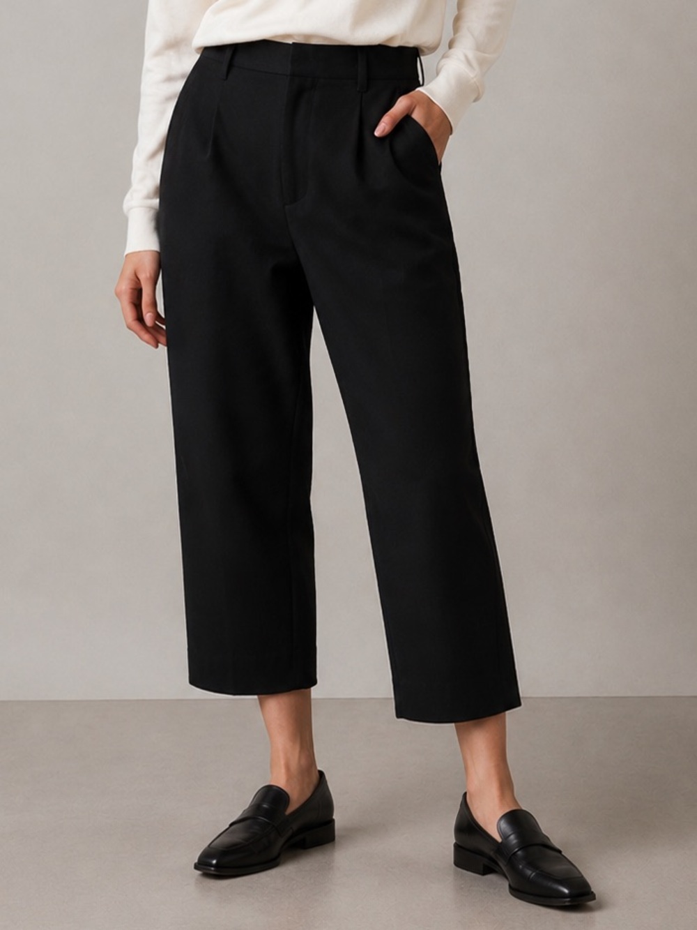 Forte Forte High Rise Crop Chino Black Pants